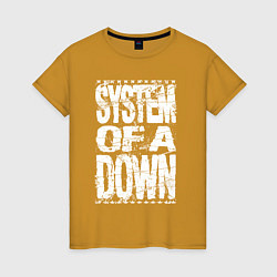 Футболка хлопковая женская System of a down - stencil, цвет: горчичный