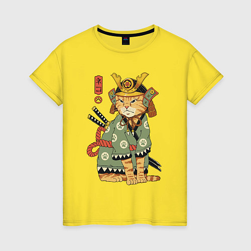 Женская футболка Samurai battle cat / Желтый – фото 1