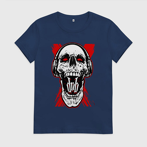 Женская футболка DnB skull / Тёмно-синий – фото 1