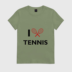 Футболка хлопковая женская I Love Tennis, цвет: авокадо
