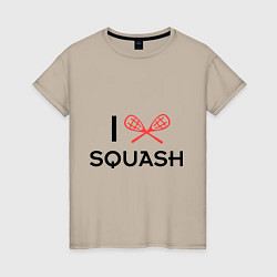 Футболка хлопковая женская I Love Squash, цвет: миндальный