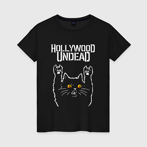 Женская футболка Hollywood Undead rock cat / Черный – фото 1