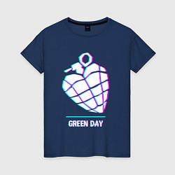 Футболка хлопковая женская Green Day glitch rock, цвет: тёмно-синий