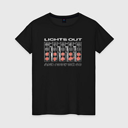 Футболка хлопковая женская Lights out white, цвет: черный