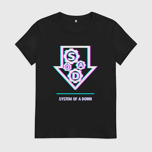 Женская футболка System of a Down glitch rock / Черный – фото 1