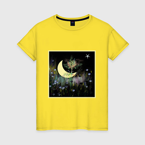 Женская футболка Crescent moon at the rest / Желтый – фото 1