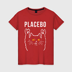 Футболка хлопковая женская Placebo rock cat, цвет: красный