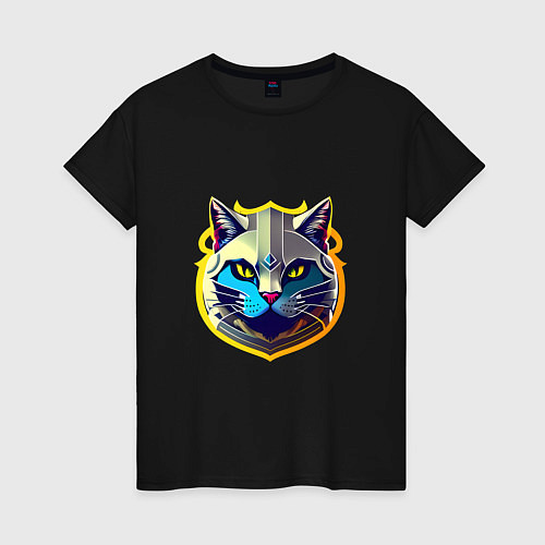 Женская футболка Кот рыцарь / Черный – фото 1