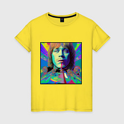 Футболка хлопковая женская Brian Jones Glitch Modern Art, цвет: желтый