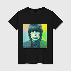 Футболка хлопковая женская Brian Jones Pop Glitch Art, цвет: черный