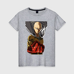 Футболка хлопковая женская Saitama fist, цвет: меланж