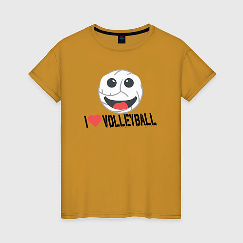 Женская футболка Волейбольный смайл / Горчичный – фото 1