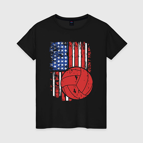 Женская футболка Volleyball USA / Черный – фото 1