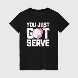 Футболка хлопковая женская Just got serve, цвет: черный