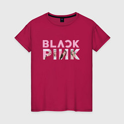 Футболка хлопковая женская Blackpink logo Jisoo Lisa Jennie Rose, цвет: маджента