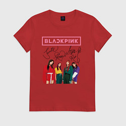 Футболка хлопковая женская Blackpink Lisa Jisoo Jennie Rose, цвет: красный