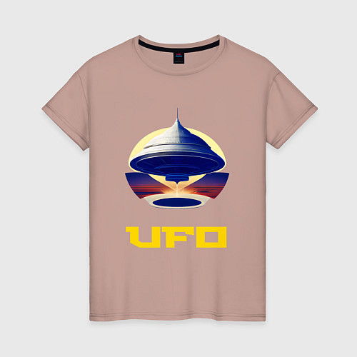 Женская футболка Летающая тарелка НЛО / Пыльно-розовый – фото 1