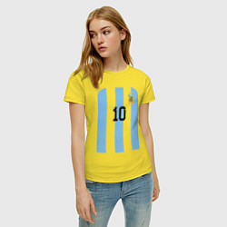 Футболка хлопковая женская Месси сборная Аргентины ЧМ 2022, цвет: желтый — фото 2