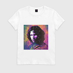 Футболка хлопковая женская Jim Morrison few color digital Art, цвет: белый