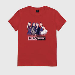 Футболка хлопковая женская Blackpink girls, цвет: красный
