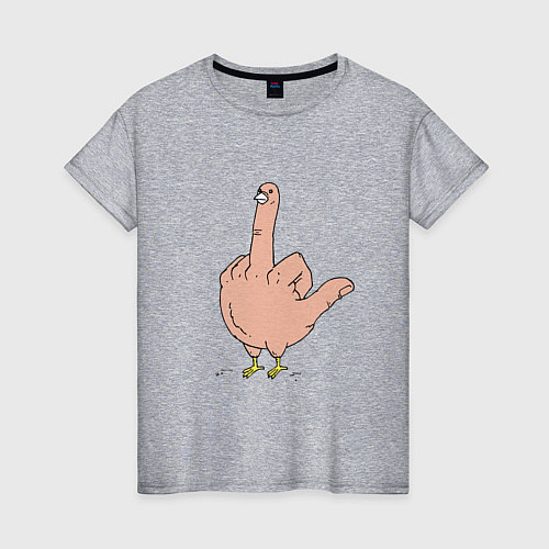 Женская футболка Пошлая птичка - смешной фак / Меланж – фото 1