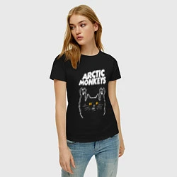 Футболка хлопковая женская Arctic Monkeys rock cat, цвет: черный — фото 2