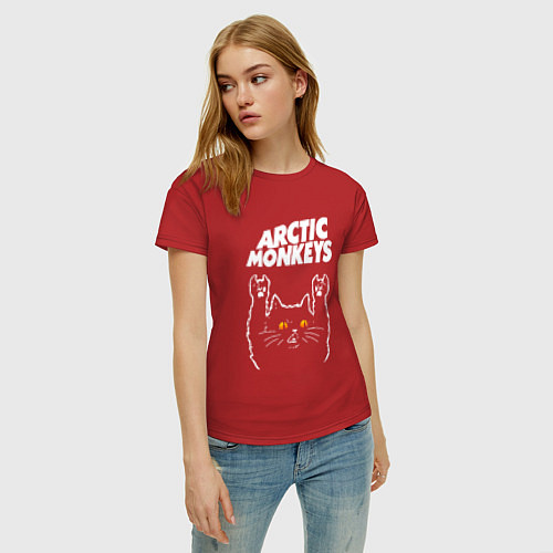 Женская футболка Arctic Monkeys rock cat / Красный – фото 3
