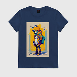 Женская футболка Fox cub - urban style - neural network
