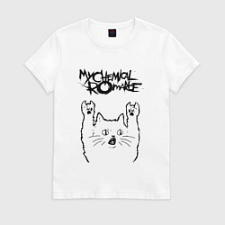 Футболка хлопковая женская My Chemical Romance - rock cat, цвет: белый