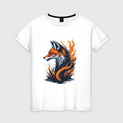 Футболка хлопковая женская Burning fox, цвет: белый