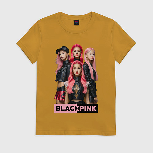 Женская футболка Блэкпинк постер / Горчичный – фото 1
