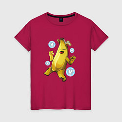 Футболка хлопковая женская Банан с В-баксами Фортнайт, цвет: маджента