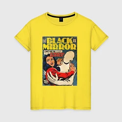 Футболка хлопковая женская Белое рождество - Черное зеркало: комикс обложка, цвет: желтый