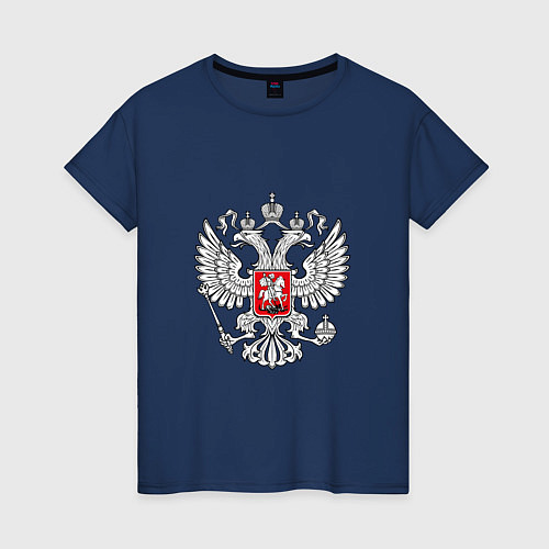 Женская футболка Герб России серебро / Тёмно-синий – фото 1