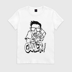 Футболка хлопковая женская Gamer man, цвет: белый