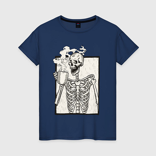 Женская футболка Skeleton morning / Тёмно-синий – фото 1