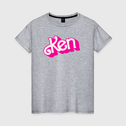 Футболка хлопковая женская Логотип розовый Кен, цвет: меланж