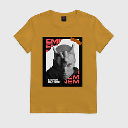 Футболка хлопковая женская Rap god, цвет: горчичный