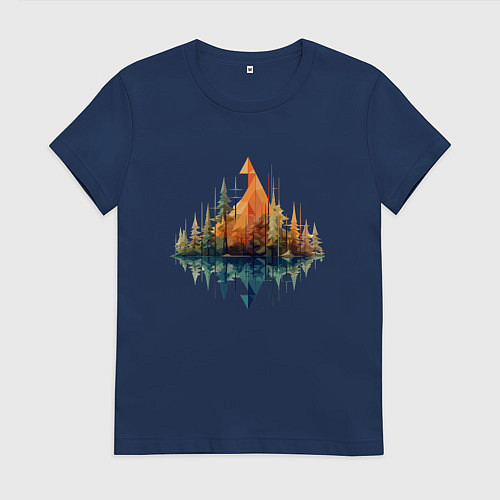 Женская футболка Геометрический лес / Тёмно-синий – фото 1