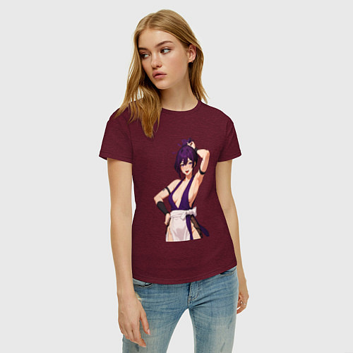 Женская футболка Юдзуриха - Hell paradise / Меланж-бордовый – фото 3