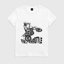 Футболка хлопковая женская Полный газ, цвет: белый