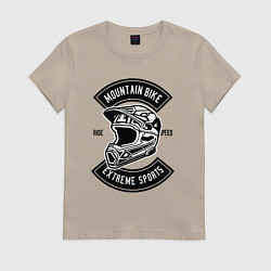 Футболка хлопковая женская Mountain bike helmet, цвет: миндальный