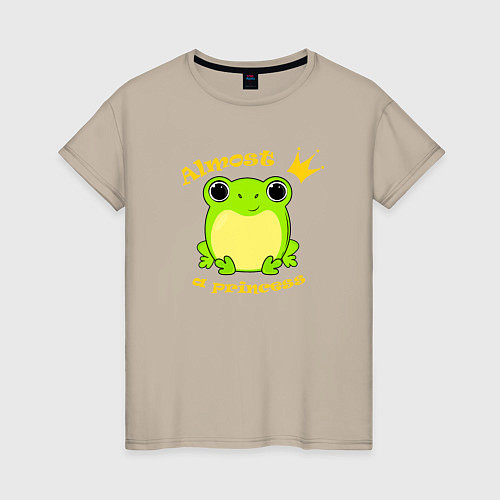 Женская футболка Почти принцесса лягушка / Миндальный – фото 1