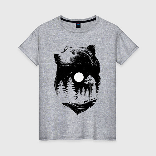 Женская футболка Bear moon / Меланж – фото 1