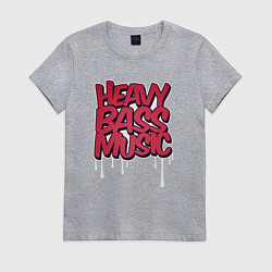 Футболка хлопковая женская Heavy bass music, цвет: меланж