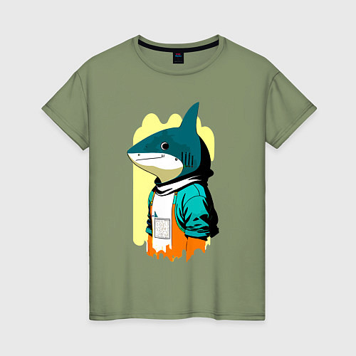 Женская футболка Чувак-акулёнок - нейросеть / Авокадо – фото 1