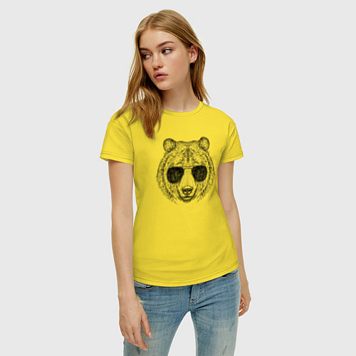 Женская футболка Голова медведя в очках / Желтый – фото 3