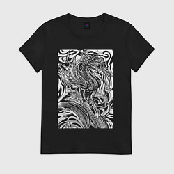 Футболка хлопковая женская Dragon - tattoo, цвет: черный