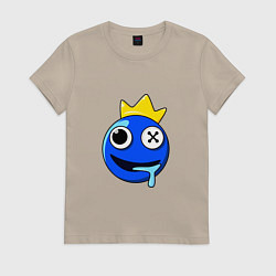 Футболка хлопковая женская Радужные друзья Синий голова, цвет: миндальный