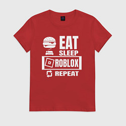 Футболка хлопковая женская Роблокс на повторе, цвет: красный